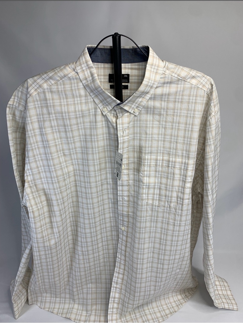 🔥European TEX Men's Beige Plaid Button-Down Shirt
